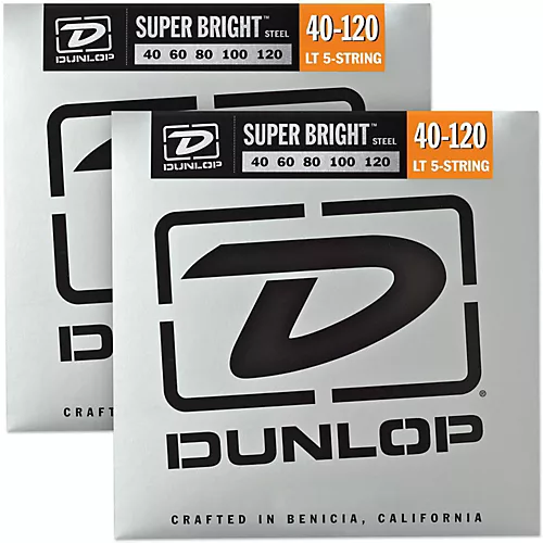 Dunlop Super Bright Steel Light 5-String Bass Guitar Strings (40-120) 2-Pack - musicians--Friend