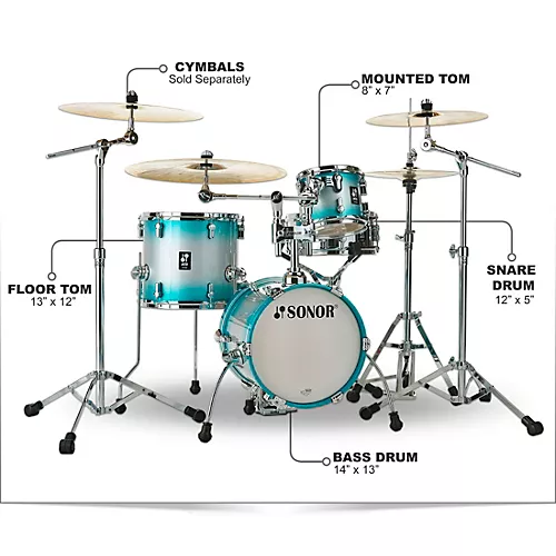 SONOR AQ2 Martini Maple 4-Piece Shell Pack Transparent Black - musicians--Friend