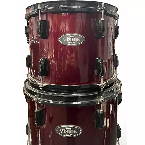Used Pearl 5 Piece Export Wine Red Drum Kit Wine Red - musicians--Friend
