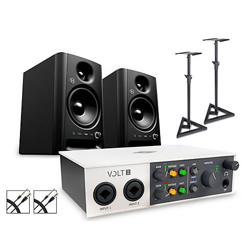 Universal Audio Volt 2 With Harbinger Studio Monitor Pair, Stands & Cables SM505 - musicians--Friend