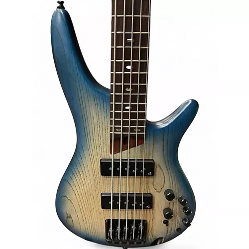 Used Ibanez SR605E 5 String Cosmic Blue Starburst Flat Electric Bass Guitar Cosmic Blue Starburst Flat - musicians--Friend