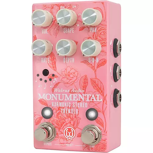 Walrus Audio Monumental Stereo Harmonic Tap Tremolo Effects Pedal Floral Series 2024 Pink - musicians--Friend