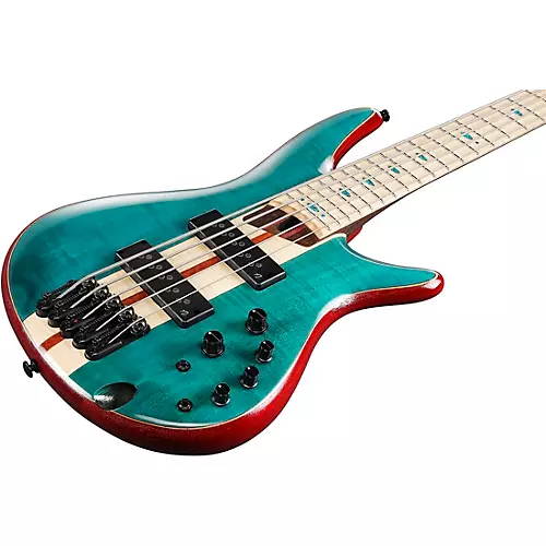 Ibanez Premium SR1425B 5-String Electric Bass Guitar Caribbean Green Low Gloss - musicians--Friend