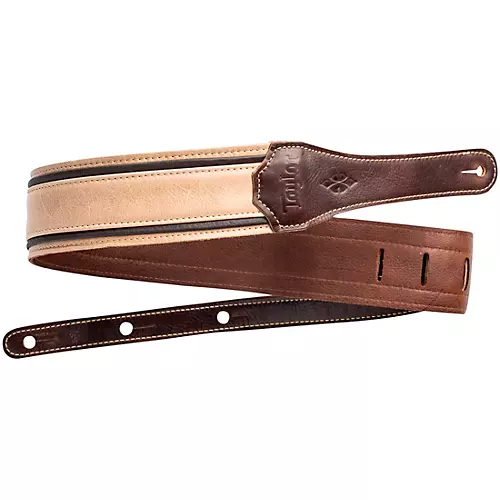 Taylor Reflections Leather Guitar Strap - Spruce Brown and Tan 2.5 in. - musicians--Friend