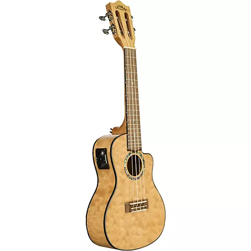Lanikai QM-CEC Quilted Maple Concert Acoustic-Electric Ukulele Transparent Blue - musicians--Friend