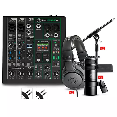 Mackie ProFX6v3+ Content Creator Bundle With AT2040 Microphones and ATH-M20X Headphones - musicians--Friend