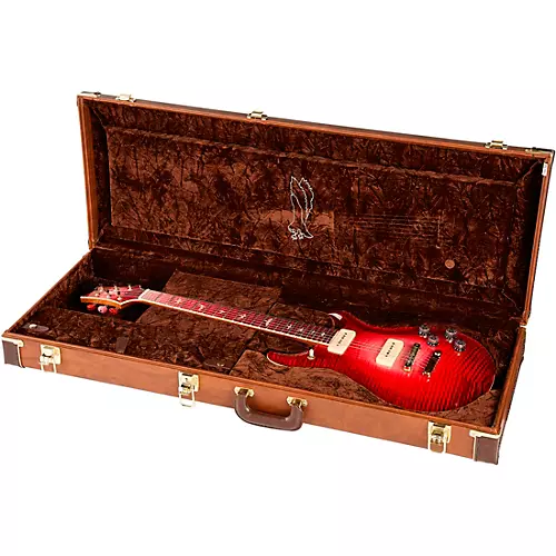 PRS Private Stock McCarty 594 with P90s Curly Maple Top African Ribbon Mahogany Back Stained Curly Maple Fretboard with Pattern Vintage Neck Electric Guitar Blood Red Glow - musicians--Friend