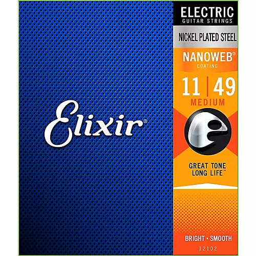 Elixir Electric Guitar Strings with NANOWEB Coating, Medium (.011-.049) 2-Pack - musicians--Friend