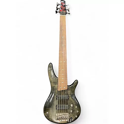 Used Ibanez SR706 6 String Trans Black Electric Bass Guitar Trans Black - musicians--Friend