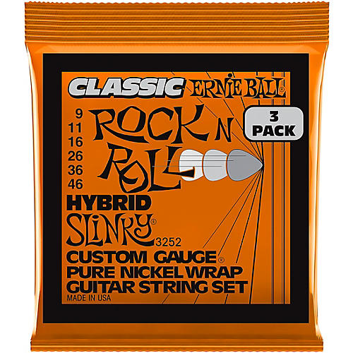 Ernie Ball Hybrid Slinky Classic Rock and Roll Electric Guitar Strings 3 Pack 09 - 46 - musicians--Friend