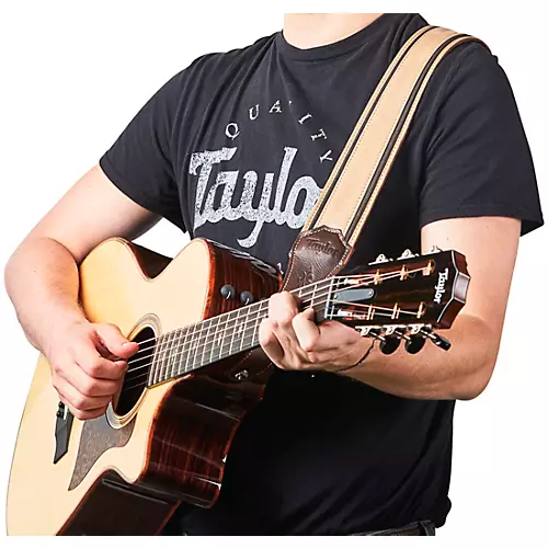 Taylor Reflections Leather Guitar Strap - Spruce Brown and Tan 2.5 in. - musicians--Friend