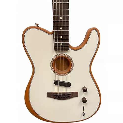 Used Fender Acoustasonic Player Telecaster white Acoustic Electric Guitar white - musicians--Friend