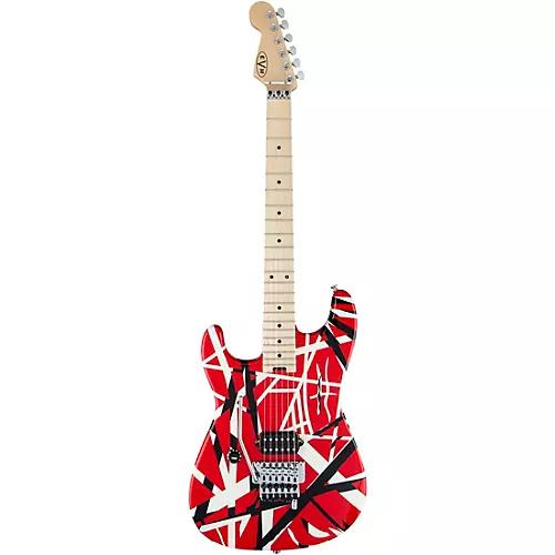 EVH Striped Series Left-Handed Electric Guitar Red, Black, and White Stripes - musicians--Friend