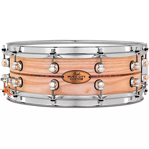 Pearl Music City Custom Solid Shell Snare Ash with Boxwood-Rose Inlay 14 x 5 in. - musicians--Friend