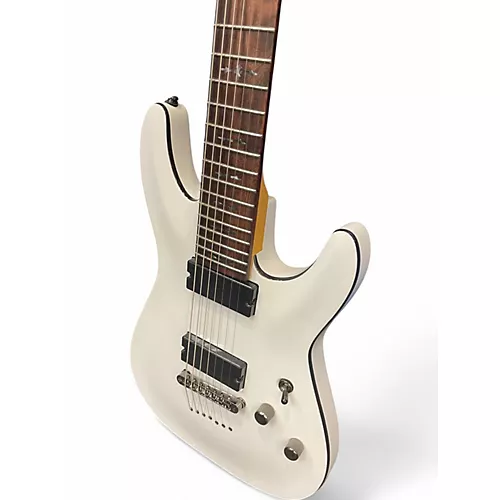 Used Schecter Guitar Research Demon 7 String white Solid Body Electric Guitar white - musicians--Friend