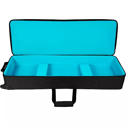 Gator GKP76-BLK Semi-Rigid Lightweight Pro Wheeled Case for 76-Note Keyboards; Charcoal Black Electric Blue Interior - musicians--Friend