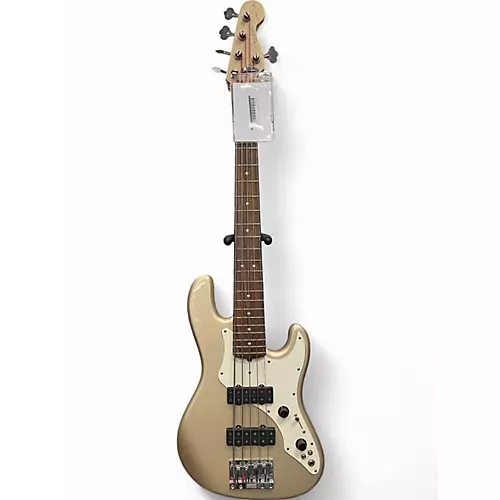 Used 1997 Fender Roscoe Beck V 5 String Signature Jazz Bass Aztec Gold Electric Bass Guitar Aztec Gold - musicians--Friend