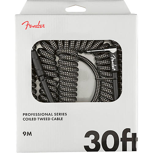 Fender Professional Series Straight to Angled Coil Cable 30 ft. White Tweed - musicians--Friend