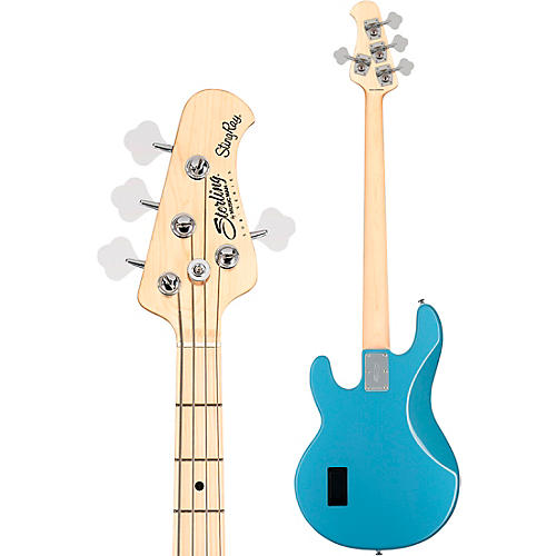 Sterling by Music Man S.U.B. StingRay RAY4 Maple Fingerboard Electric Bass Guitar Chopper Blue White Pickguard - musicians--Friend