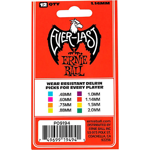 Ernie Ball Everlast Delrin Picks 12 Pack .88 mm 12 Pack - musicians--Friend