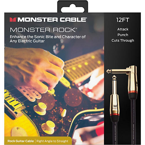 Monster Cable Prolink Rock Pro Audio Instrument Cable, Right Angle to Straight 12 ft. Black - musicians--Friend