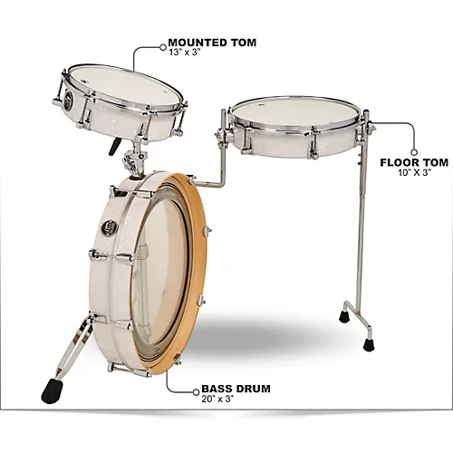 DW Performance Series 3-Piece Low Pro Travel Shell Pack White Marine Pearl - musicians--Friend