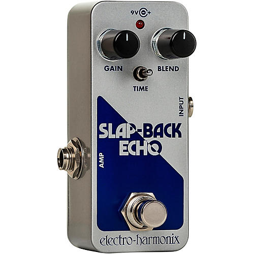 Electro-Harmonix SLAP-BACK ECHO Analog Delay Effects Pedal Silver and Blue - musicians--Friend