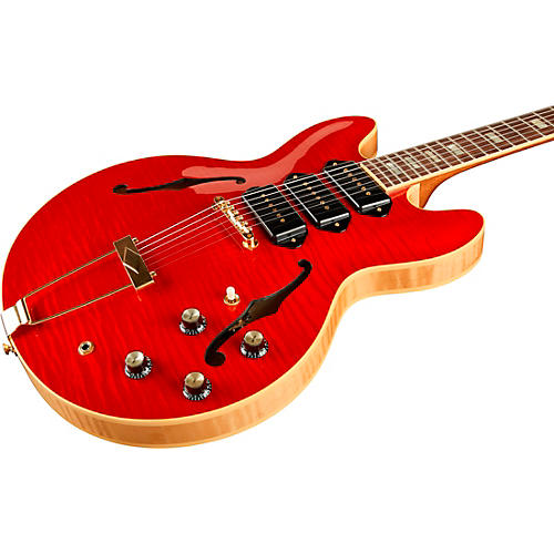 Gibson Custom M2M 1964 ES-335 Figured P-90 VOS Semi-Hollow Electric Guitar Transparent Cherry - musicians--Friend