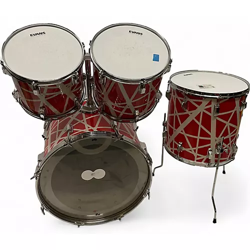 Used 1984 TAMA 4 piece SWINGSTAR VAN HALEN WRAP RED AND WHITE Drum Kit RED AND WHITE - musicians--Friend