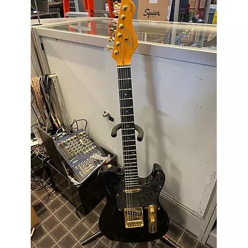Used Dean Zelinsky Dellatera Z-Glide Custom Black Solid Body Electric Guitar Black - musicians--Friend