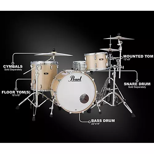 Open-Box Pearl Vintage Hybrid Wood Fiberglass Series 3-Piece Shell Pack with 22 in. Bass Drum Condition 1 - Mint Platinum Mist - musicians--Friend
