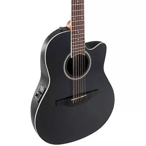 Applause AB2412-5S Traditional Series Mid-Depth 12-String Acoustic-Electric Guitar Black - musicians--Friend