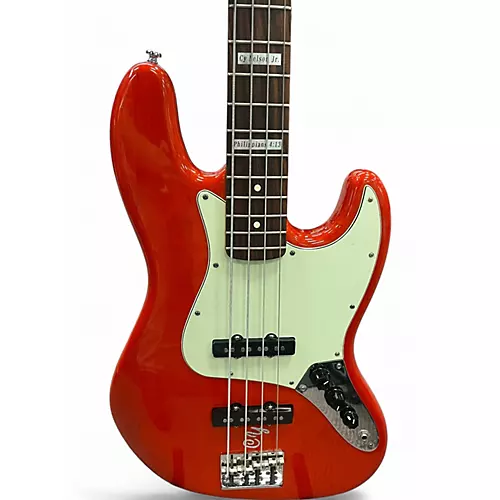 Used Fender American Standard Jazz Bass Transparent Orange Electric Bass Guitar Transparent Orange - musicians--Friend