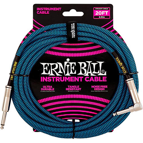 Ernie Ball 20 Ft. Braided Straight Angle Instrument Cable 2-Pack - musicians--Friend