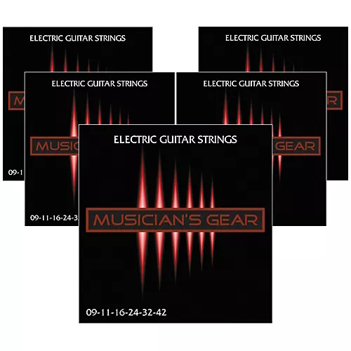 Musician's Gear Electric Nickel Plated Steel Guitar Strings 9-42 - 5-Pack - musicians--Friend