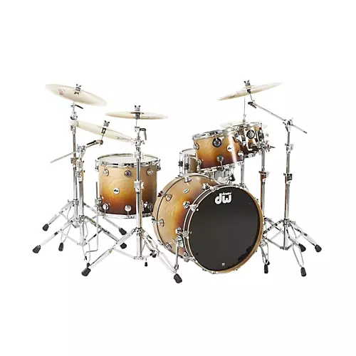 DW Collector's Series 4-Piece Lacquer Specialty Shell Pack Cherry Wood to Burnt Toast Fade Chrome Hardware - musicians--Friend