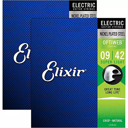 Elixir Electric Guitar Strings With OPTIWEB Coating, Super Light (.009-.042) 2-Pack - musicians--Friend