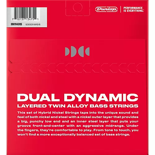 Dunlop Dual Dynamic Hybrid Nickel 4-String Electric Bass Strings (45 - 105) - musicians--Friend