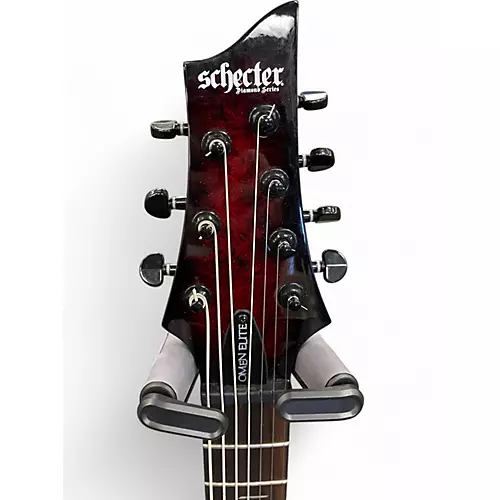 Used Schecter Guitar Research OMEN ELITE 7 TRANS RED Solid Body Electric Guitar TRANS RED - musicians--Friend
