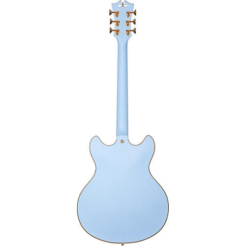 Open-Box D'Angelico Deluxe Series Limited Edition DC Non F-Hole Semi-Hollowbody Electric Guitar Condition 1 - Mint Matte Powder Blue Tortoise Pickguard - musicians--Friend