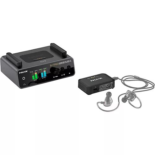 NUX B-7 Pro Professional 2.4GHz In Ear Monitoring Wireless System W/Clamp Black - musicians--Friend