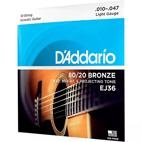 D'Addario EJ36 12-String 80/20 Bronze Light Acoustic Guitar Strings - musicians--Friend