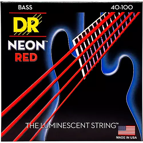 DR Strings Hi-Def NEON Red Coated Lite Bass Strings (40-100) - musicians--Friend