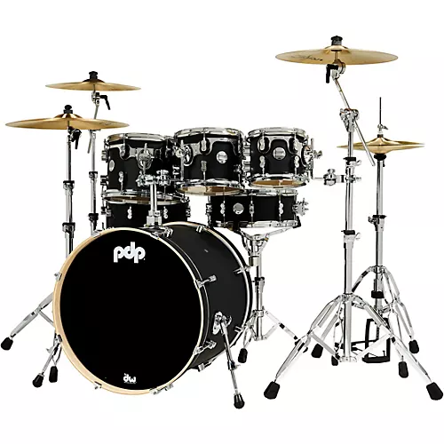 PDP by DW Concept Maple 7-Piece Shell Pack With Chrome Hardware Satin Black - musicians--Friend