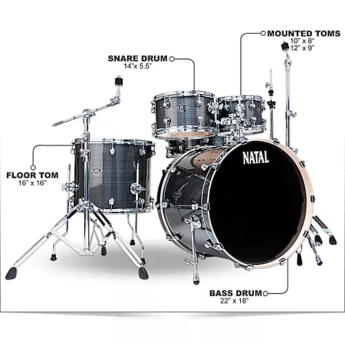 Open-Box Natal Drums Arcadia UF22 5-Piece Drum Set with 22 in. Bass Drum Condition 1 - Mint Gray Strata - musicians--Friend