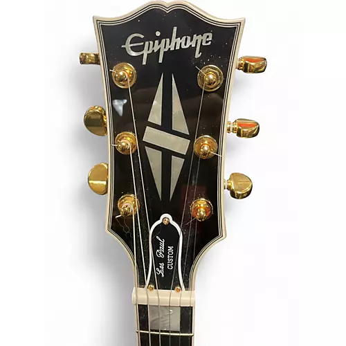 Used Epiphone Inspired by Gibson Custom Les Paul Custom  Ebony Solid Body Electric Guitar Ebony - musicians--Friend