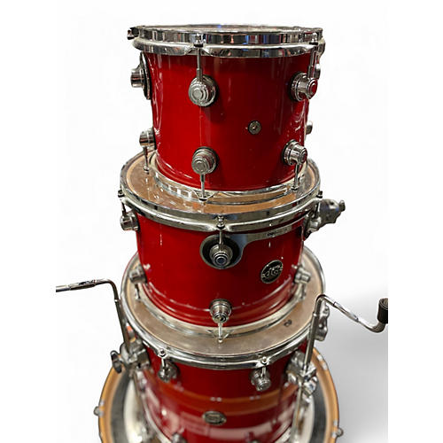 Used DW 9 Piece Performance Series 9 Piece Trans Red Drum Kit Trans Red - musicians--Friend
