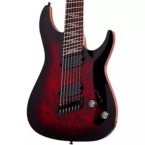 Schecter Guitar Research Omen Elite-7 MS Electric Guitar See-Thru Blue Burst - musicians--Friend