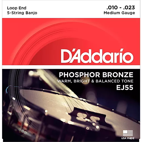 D'Addario EJ55 Phosphor Bronze Medium 5-String Banjo Strings (10-23) - musicians--Friend