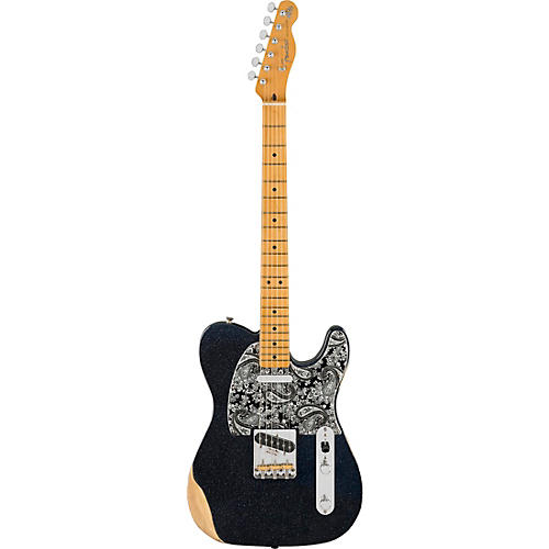 Fender Brad Paisley Road Worn Telecaster Electric Guitar Black Sparkle - musicians--Friend